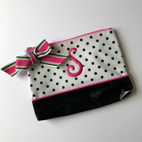 Small Black and White Polka Dot Bag S Initial - Picture 1 of 8